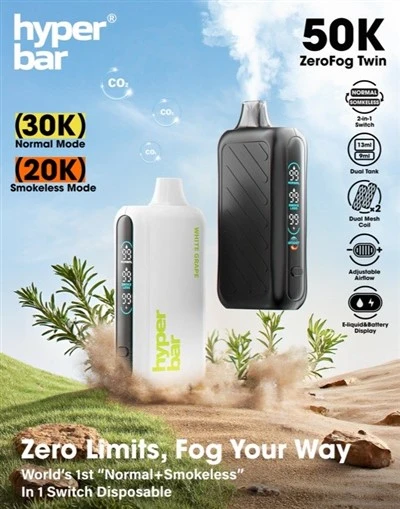 Insta Hyperbar ZeroFog Twin 50000 Pwff Vape tafladwy Cyfanwerthu
